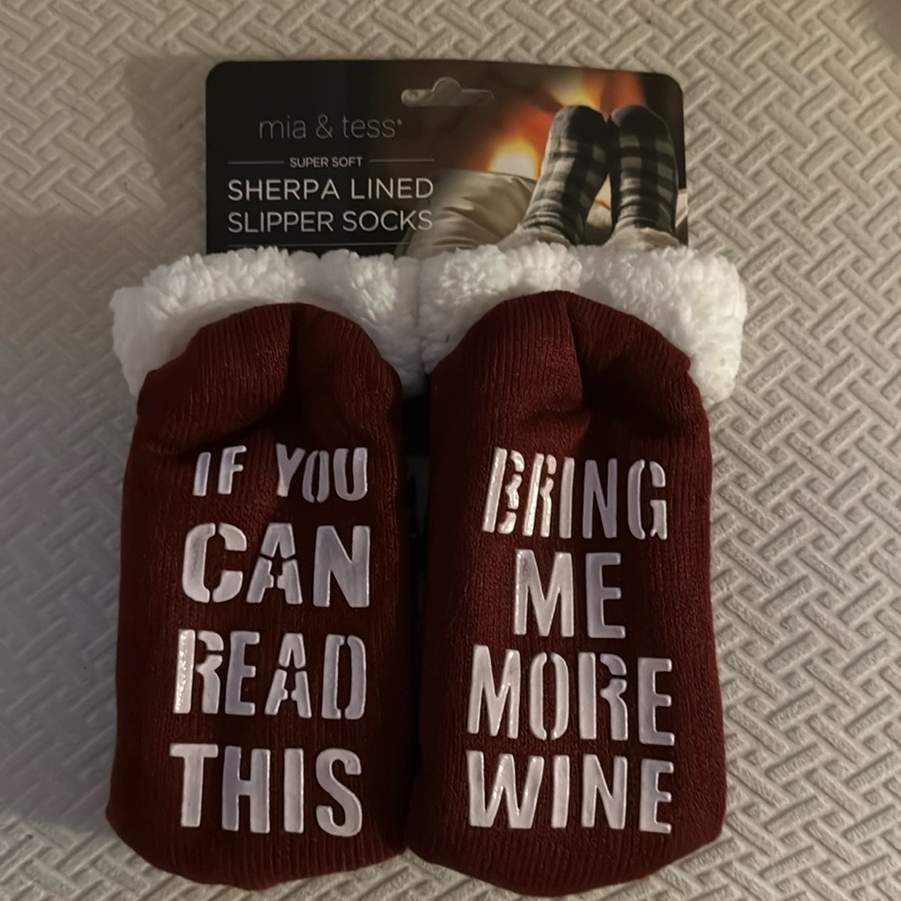 Themed Sherpa Lined Slipper Socks